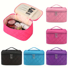 Women's Solid Cosmetic Bag Quilted Detail Hand Bag For Travel