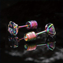 Double Sided Faux Diamond Stud Earrings for Men