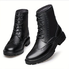 Men's Wingtip Service Boots Brogue Combat Boots Casual Lace