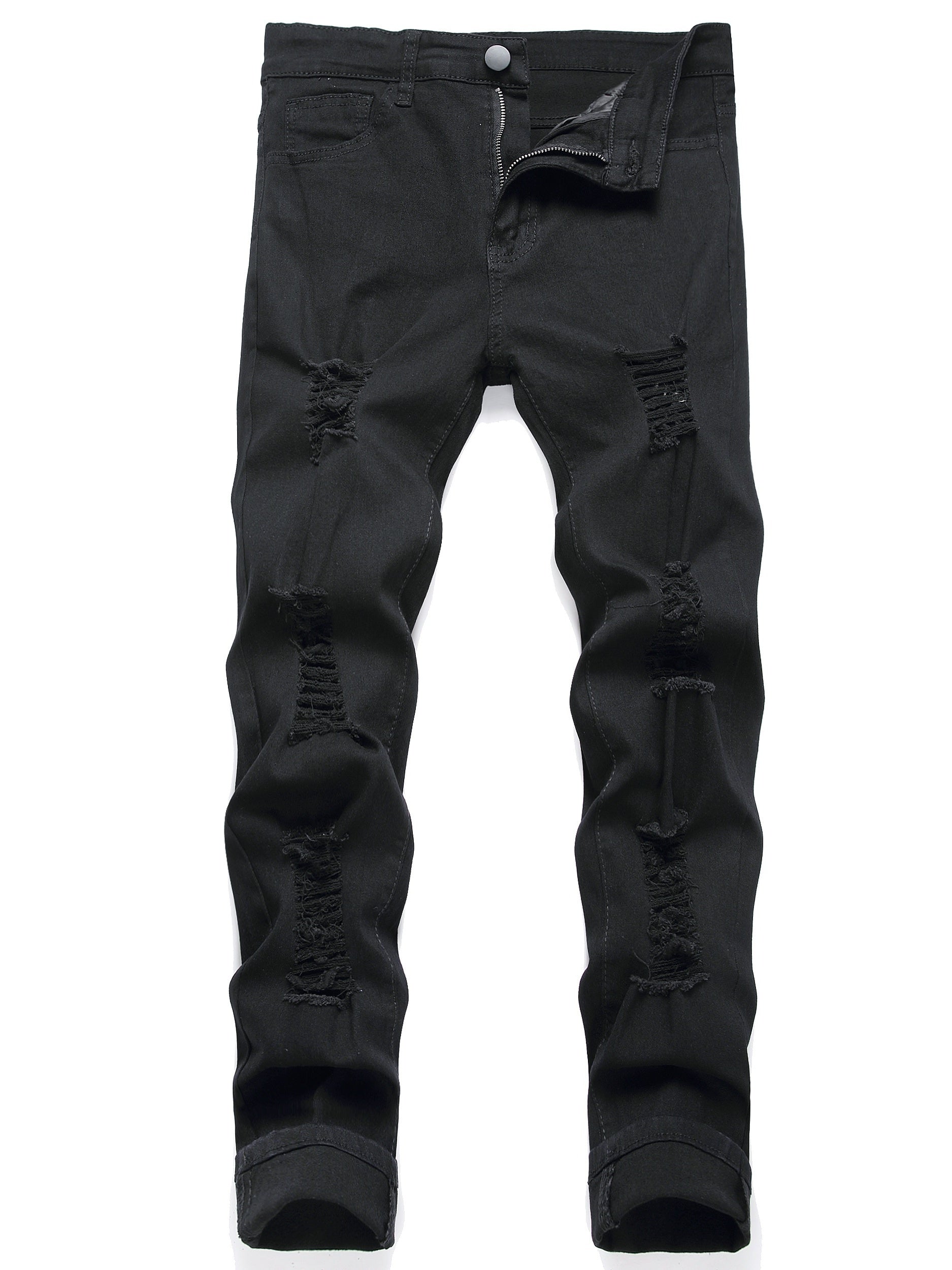 Slim Fit Jeans Men Casual Mid Stretch Denim Pants