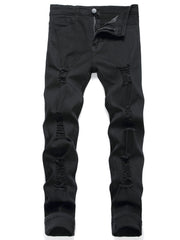 Slim Fit Jeans Men Casual Mid Stretch Denim Pants