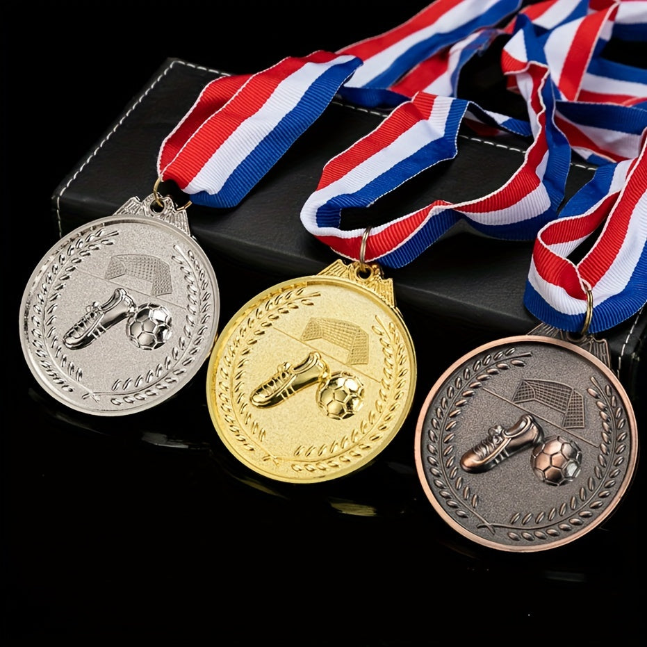 3pcs Zinc Alloy Football Medals Set for Sports Games