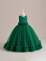 Girls Grace Tulle Stitching Formal Maxi Dress