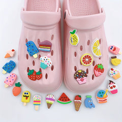 24pcs Cartoon Ice Cream Shoe Charms Resin DIY Accessories Clogs Buckle
