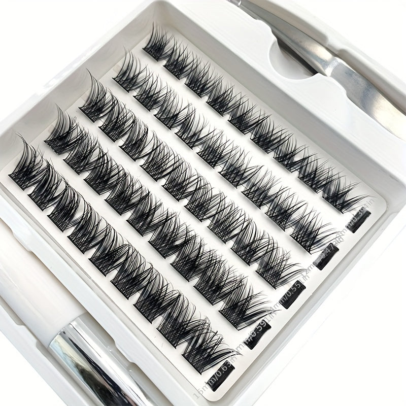 50pcs DIY Cluster Lashes Extension D Curling Long Individual Lashes Faux Mink