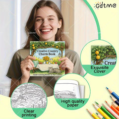 Farm Themed Coloring Book for Adults with Cats Cows Barns