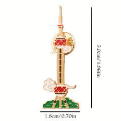 Chinese Style Scenic Monument Brooch DIY Clothes Hat Bag Backpack Accessory