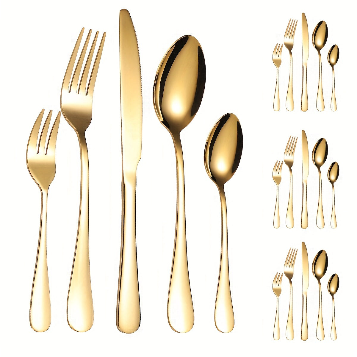 High Stainless Steel Cutlery Set Mirror Polished Fork Spoon Dishwasher Safe