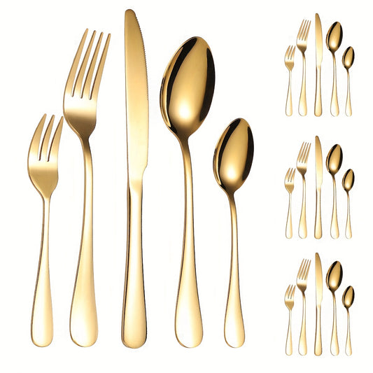 High Stainless Steel Cutlery Set Mirror Polished Fork Spoon Dishwasher Safe