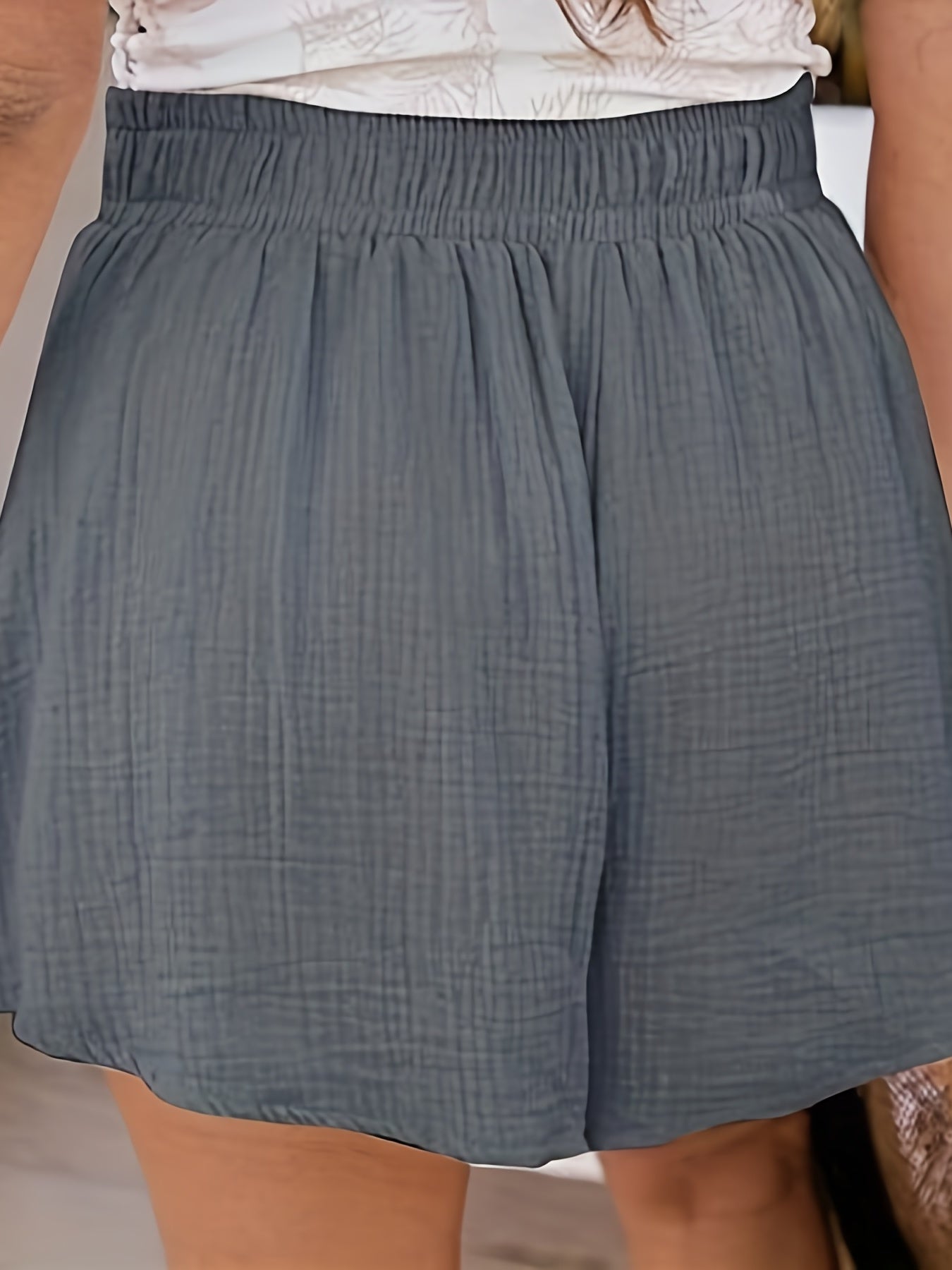  Solid Wide Leg Drawstring Shorts