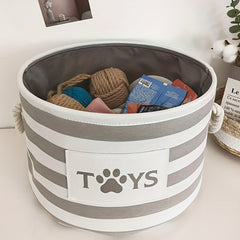 2pcs Cartoon Round Linen Fabric Storage Hamper Doy Claw Printing