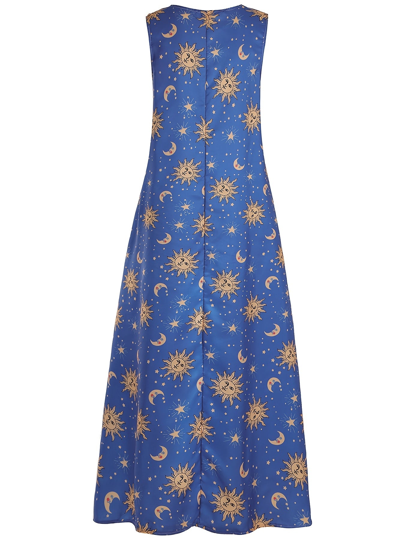 Planet Print Notched Neck Tank Maxi Dress Plus Size