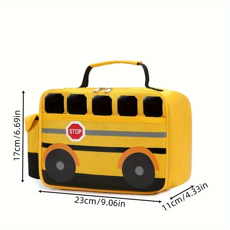 Yellow School Bus Printed Thermal Bag for Picnic School Trips
