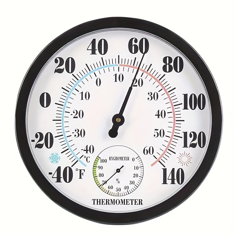 Wall Mounted Indoor Thermometer Hygrometer No Batteries