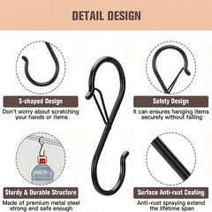 6pcs S Hooks Heavy Duty Safety Buckle Kitchen Closet Rod S Hooks 9.02cm