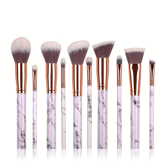 10pcs Marble Makeup Brush Kit - Great for Beginners