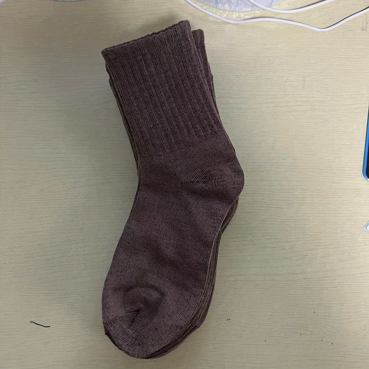 5 Pairs Casual Plain Socks Breathable Comfy Crew Socks for Men Women