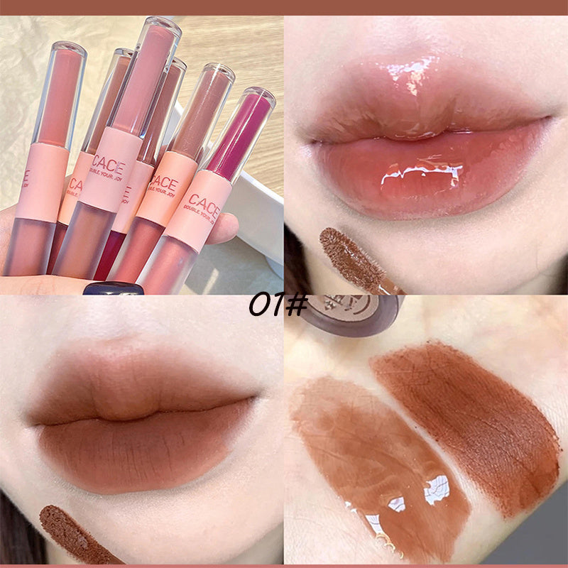 Double Ended Lustrous & Matte Lip Glaze, Translucent Lip Tint - 6 Colors