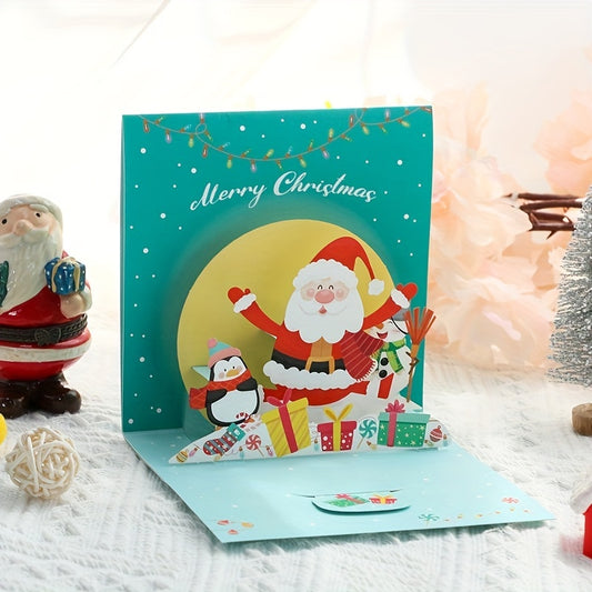 3D Christmas Greeting Card Handcraft Flip Gift Blessing Message Small Card