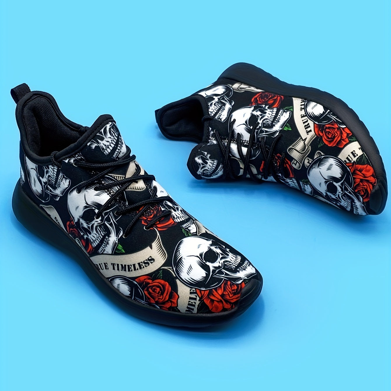 Men's Skull Print Lightweight Running Shoes Soft Sole Non slip Sneakers