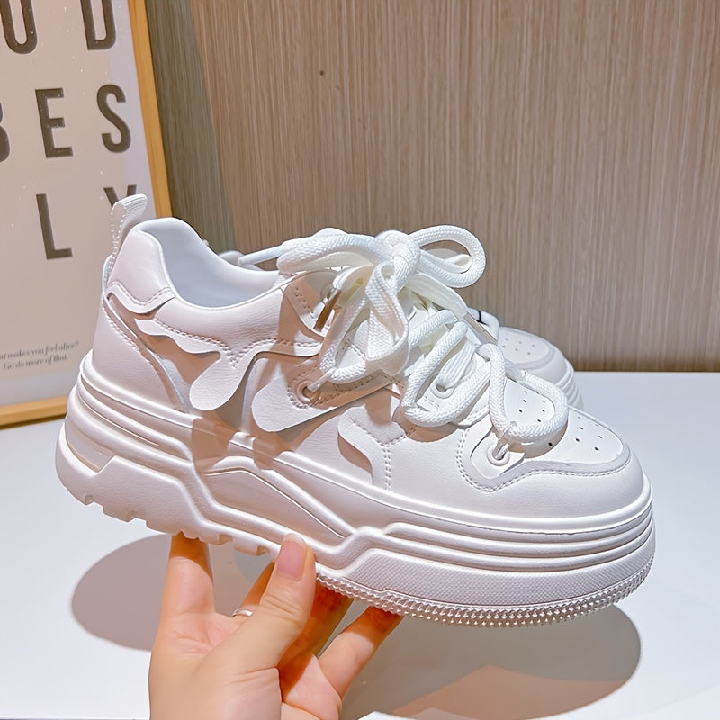 Women's Chunky Sneakers Breathable Lace Up Casual Shoes