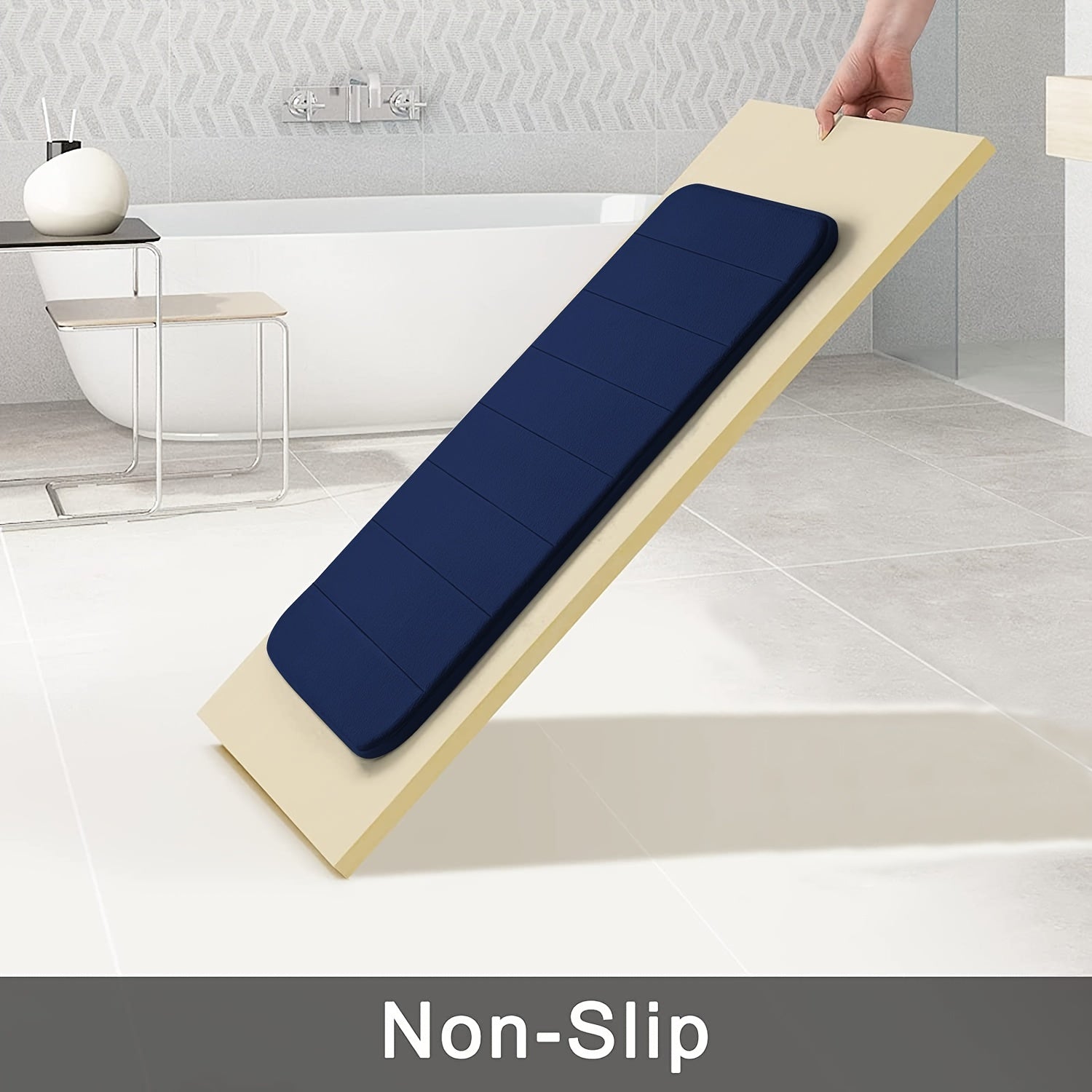 Thick Memory Foam Bath Rug Soft Absorbent Bath Mat Plush Velvet Navy
