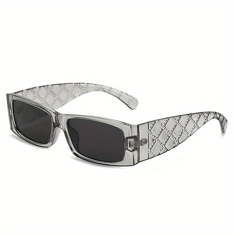 Square Frame Futuristic Sunglasses Wide Temple Cyber Punk Style