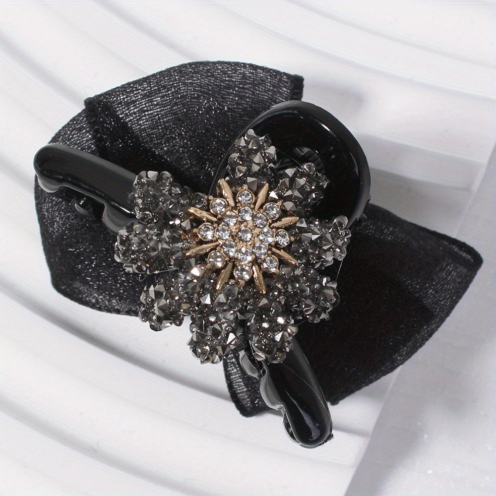 Crystal Daisy Hair Claw Rhinestone Ponytail Holder