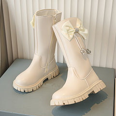 Bowknot Comfortable Boots For Girls Soft Warm Plus Fleece Boots