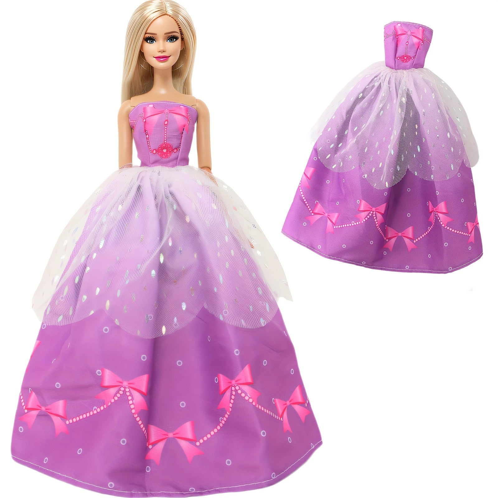 Purple Princess Strapless Wedding Dress Set for 11.5 Doll