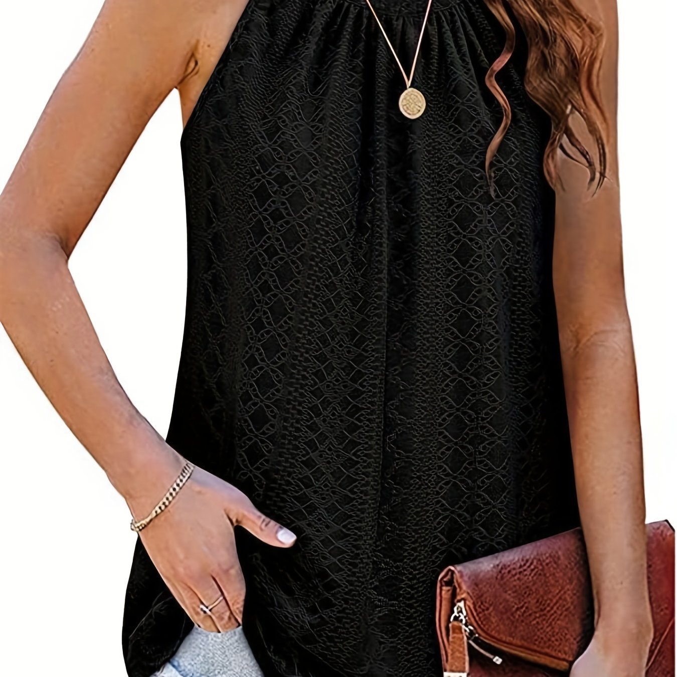 Boho Halter Neck Tank Top Women's Clothing
