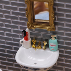 Dollhouse Bathroom Dressing Tool Comb Mirror Alloy Props