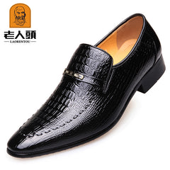 Crocodile Embossed Pointed Toe Oxford Shoes for Men