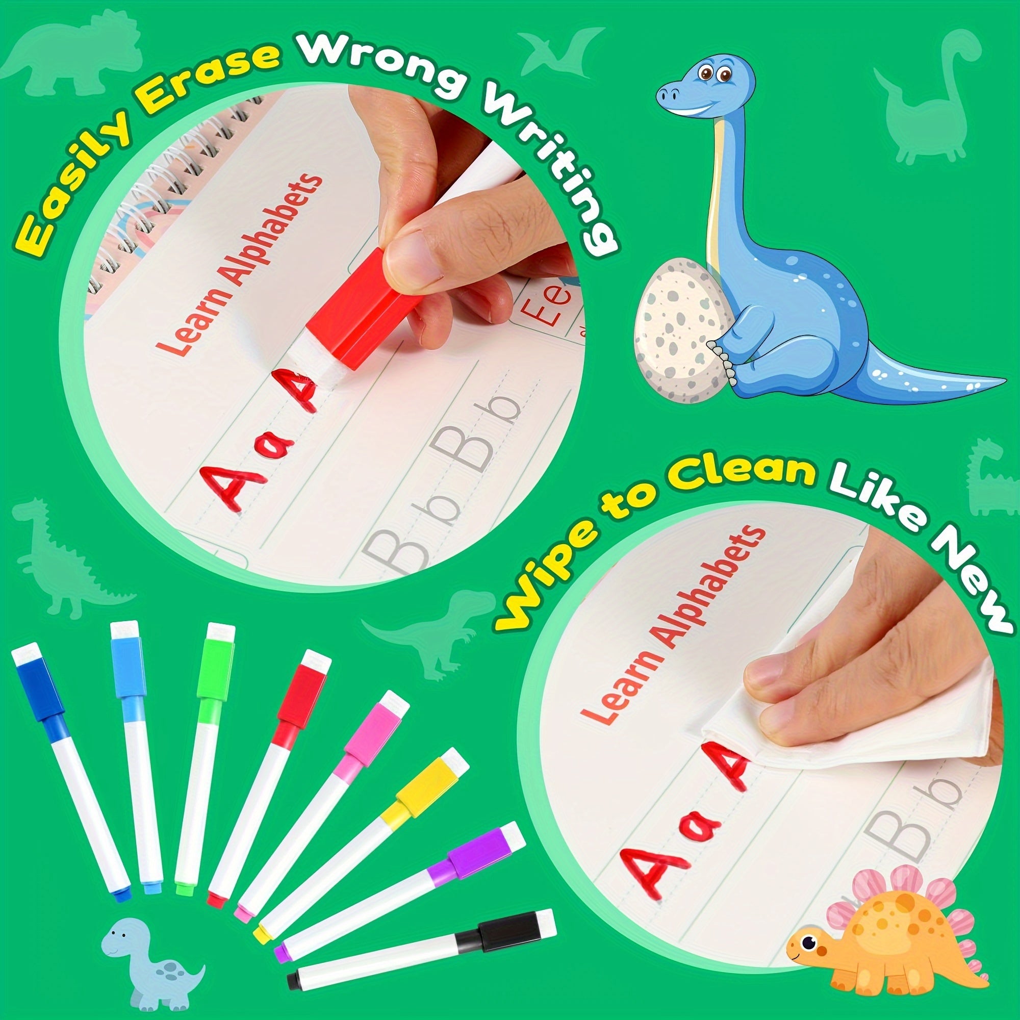 Dinosaur Themed Educational Busy Book with 32 Colorful Learning Activities