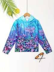 Kids 3D Flower Forest Print Hooded Sweatshirt for Boys & Girls
