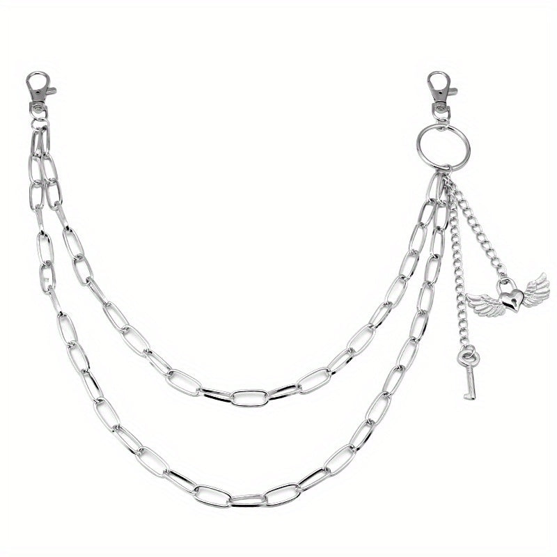 Wings Key Charm Layered Trouser Chain Punk Hip Hop Chain Accessories