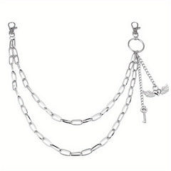Wings Key Charm Layered Trouser Chain Punk Hip Hop Chain Accessories