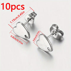 10pcs Golden Love Heart Ear Studs for DIY Earrings Base
