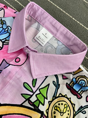 Men's Cat Print Casual Button-Up Shirt
