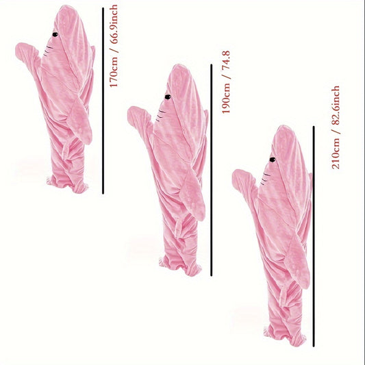 Pink Shark Blanket Soft Cozy Flannel Hoodie Sleeping Bag Wearable Shark Blanket