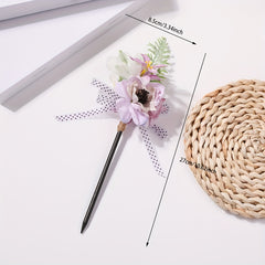Simulation Flower Hairpin Wooden Hair Stick Ponytail Holder Hair Accessories