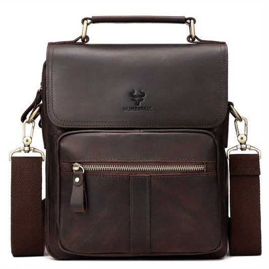 HUMERPAUL Leather Shoulder Bag Retro Top Layer Cowhide Crossbody Bag