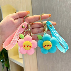 Cartoon Flower Car Key Chain Creative Keychain Ring Lanyard Pendant Accessaries
