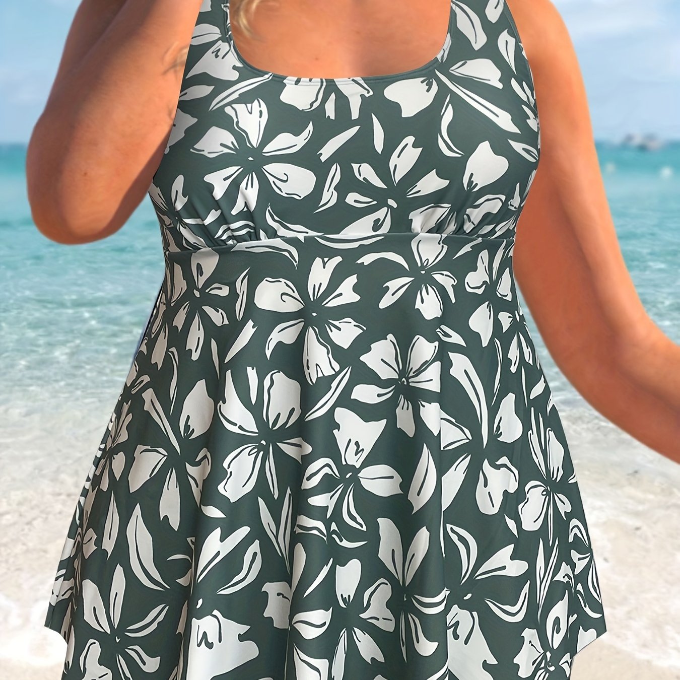  Floral Print Peplum Tankini Set