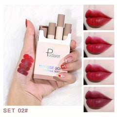 4Pcs Soft Velvet Liquid Lipstick Set Long Lasting Moisturising Lip Stain