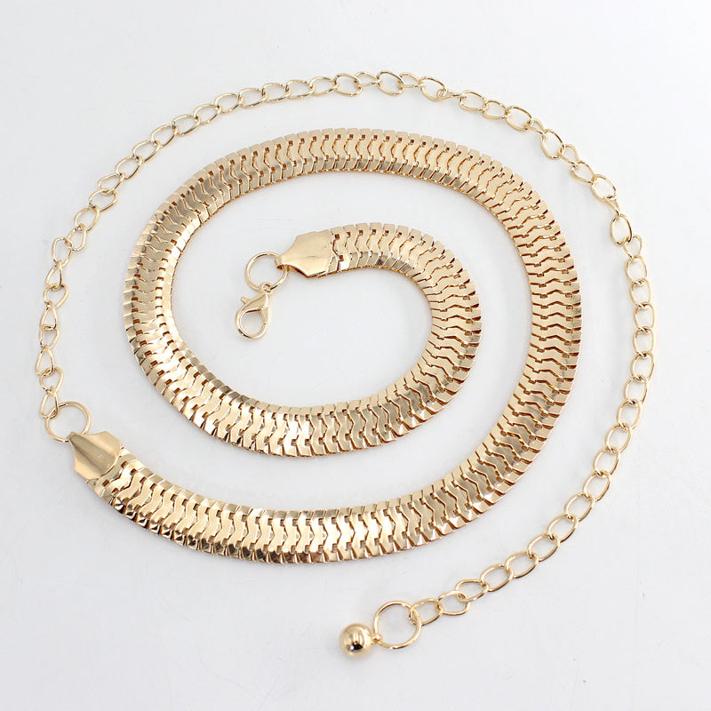 Women's Metal Waist Chain Decoration Dress Long Skirt Top Waist Slimming Belt