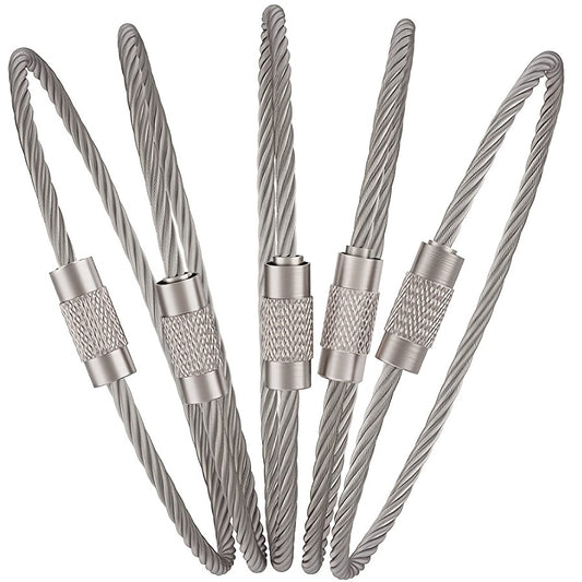 Stainless Steel Wire Keychain Ring 1.5mm x 5.91in
