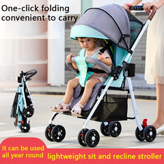 Foldable Baby Stroller Sit & Lie Down One Button Pick Up