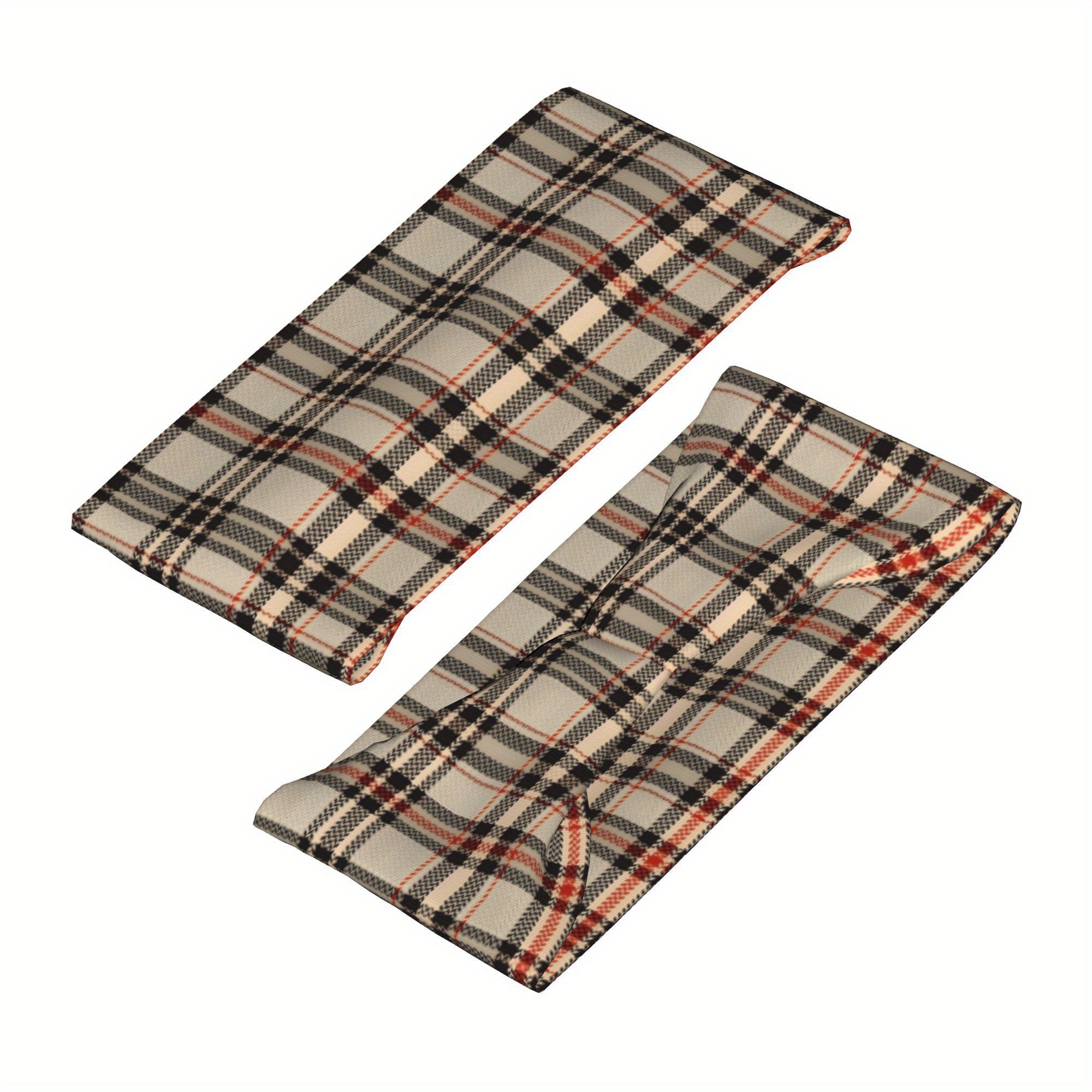 Vintage Plaid Headband Beige Red Checkered Pattern Elastic Sports Headwear