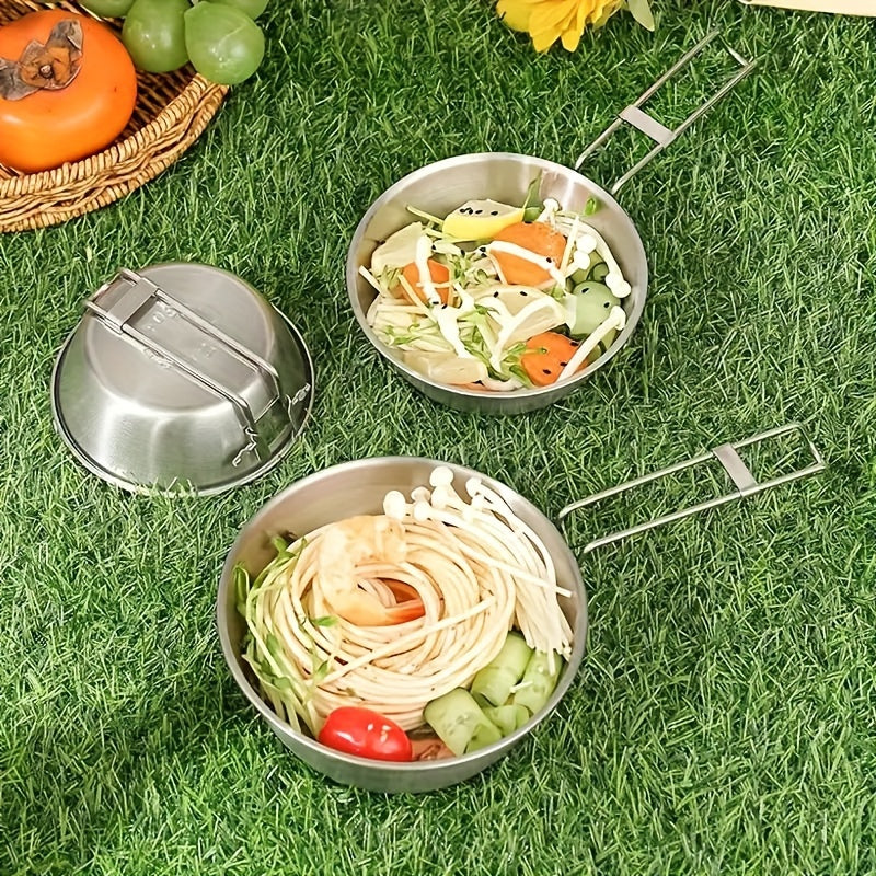 3pcs Stainless Steel Outdoor Bowl Camping Folding Bowl Portable Tableware